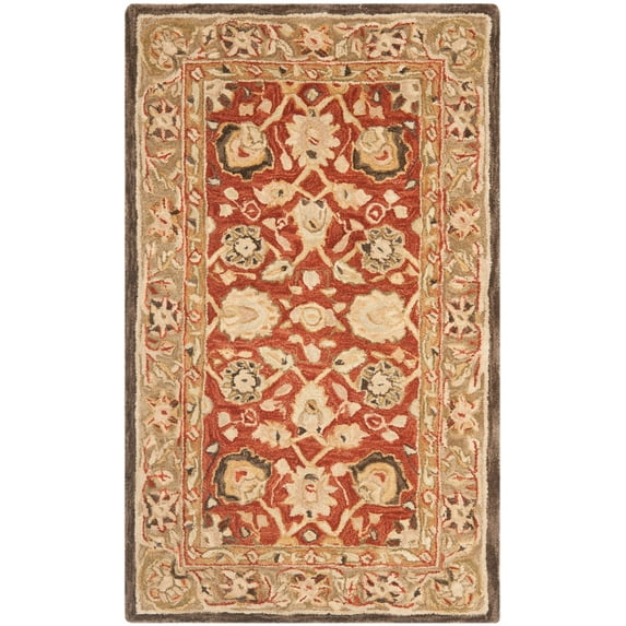 SAFAVIEH Anatolia Venice Traditional Wool Area Rug, Rust/Green, 3' x 5'
