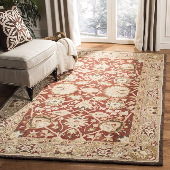 SAFAVIEH Anatolia Venice Traditional Wool Area Rug, Rust/Green, 6' x 9'