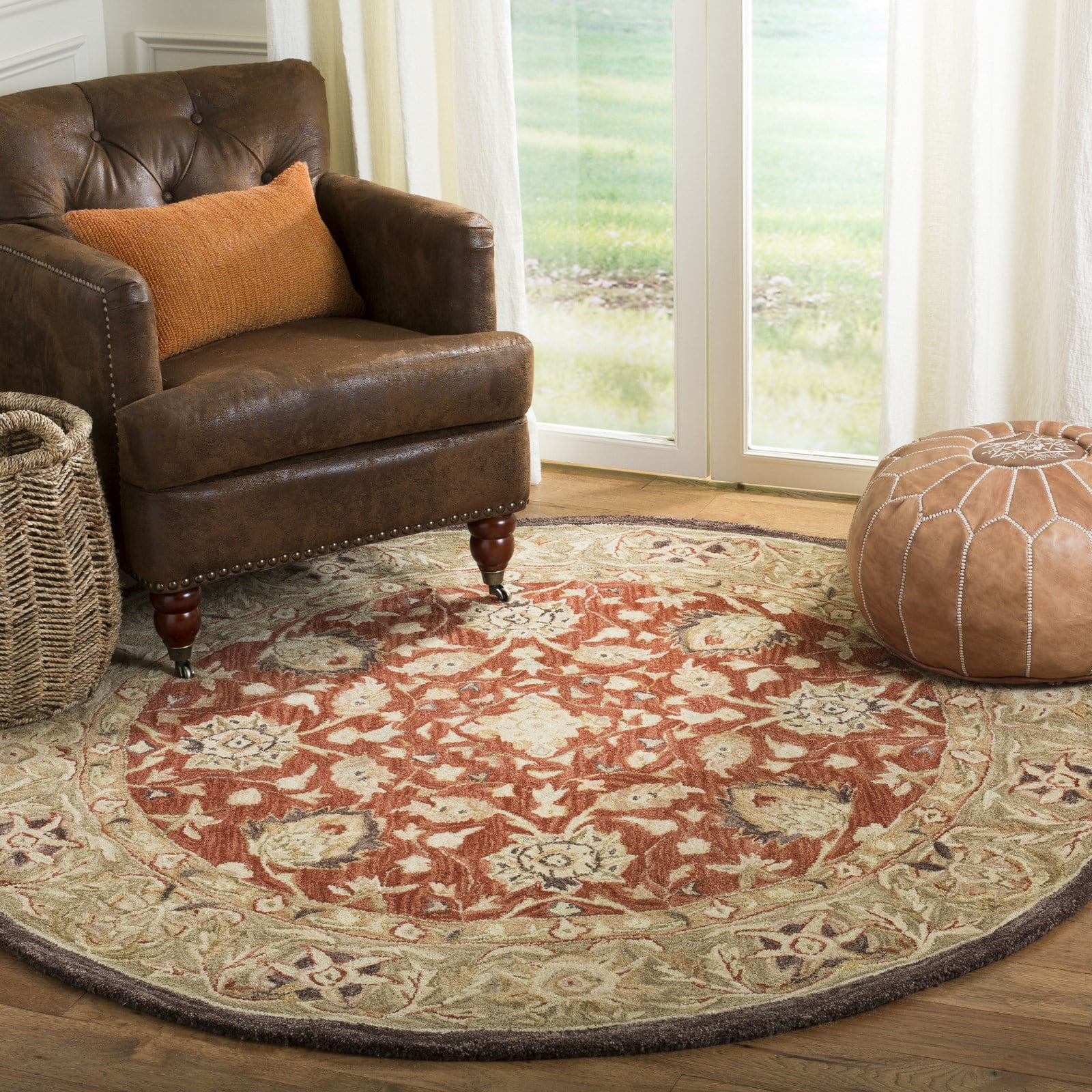 SAFAVIEH Anatolia Venice Traditional Wool Area Rug, Rust/Green, 8