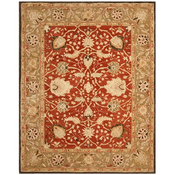 SAFAVIEH Anatolia Venice Traditional Wool Area Rug, Rust/Green, 9' x 12'