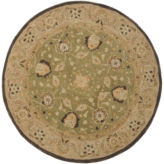 SAFAVIEH Anatolia Venice Traditional Wool Area Rug, Sage/Beige, 4' x 4' Round