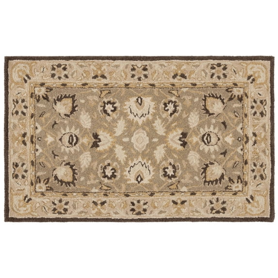SAFAVIEH Anatolia Venice Floral Wool Area Rug, Sage/Beige, 4' x 6'