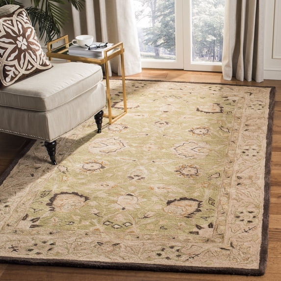 SAFAVIEH Anatolia Venice Traditional Wool Area Rug, Sage/Beige, 5' x 8'