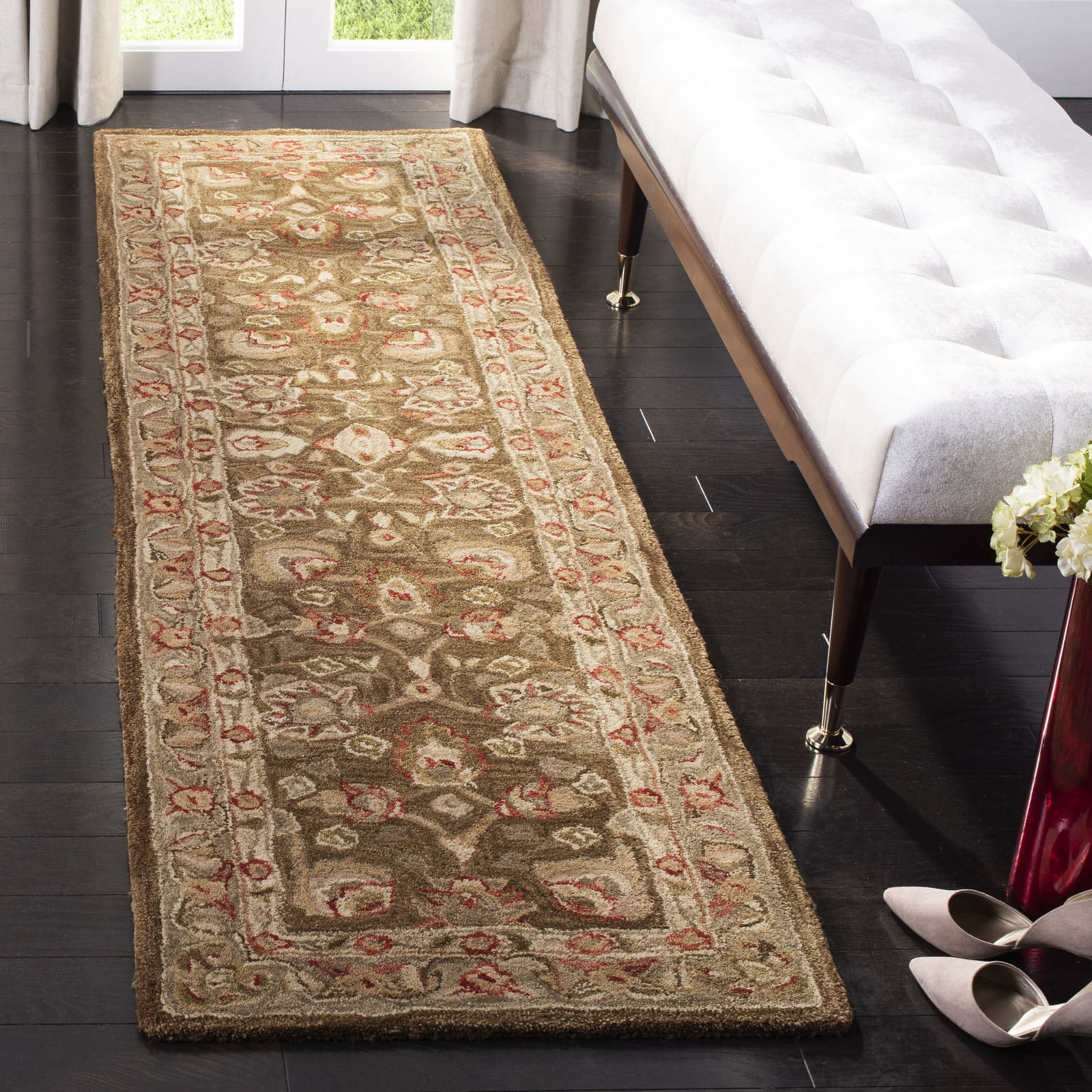 SAFAVIEH Anatolia Venice Traditional Wool Runner Rug, Brown/Green, 2'3" x 8'