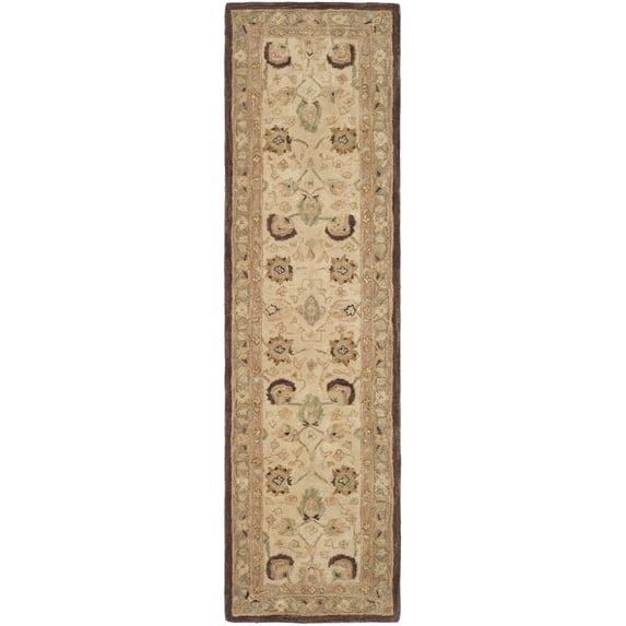 SAFAVIEH Anatolia Venice Traditional Wool Runner Rug, Ivory/Brown, 2'3" x 12'