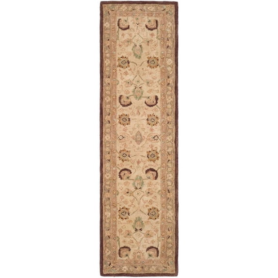 SAFAVIEH Anatolia Venice Traditional Wool Runner Rug, Ivory/Brown, 2'3" x 8'
