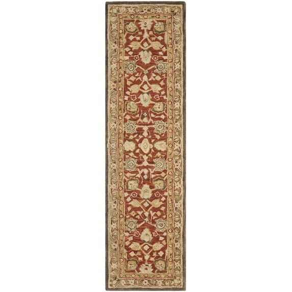 SAFAVIEH Anatolia Venice Traditional Wool Runner Rug, Rust/Green, 2'3" x 10'