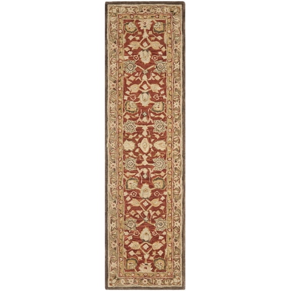 SAFAVIEH Anatolia Venice Traditional Wool Runner Rug, Rust/Green, 2'3" x 10'