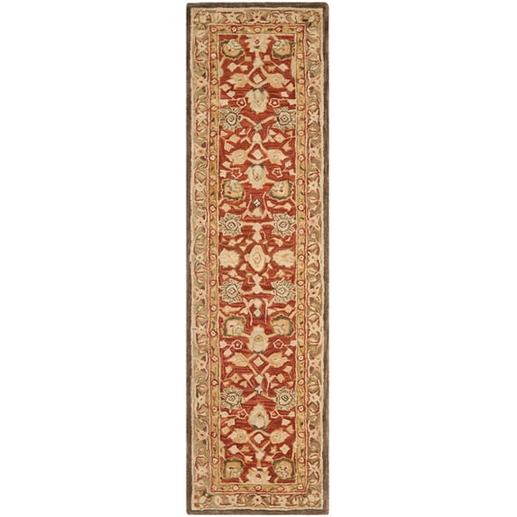 SAFAVIEH Anatolia Venice Traditional Wool Runner Rug, Rust/Green, 2'3" x 12'