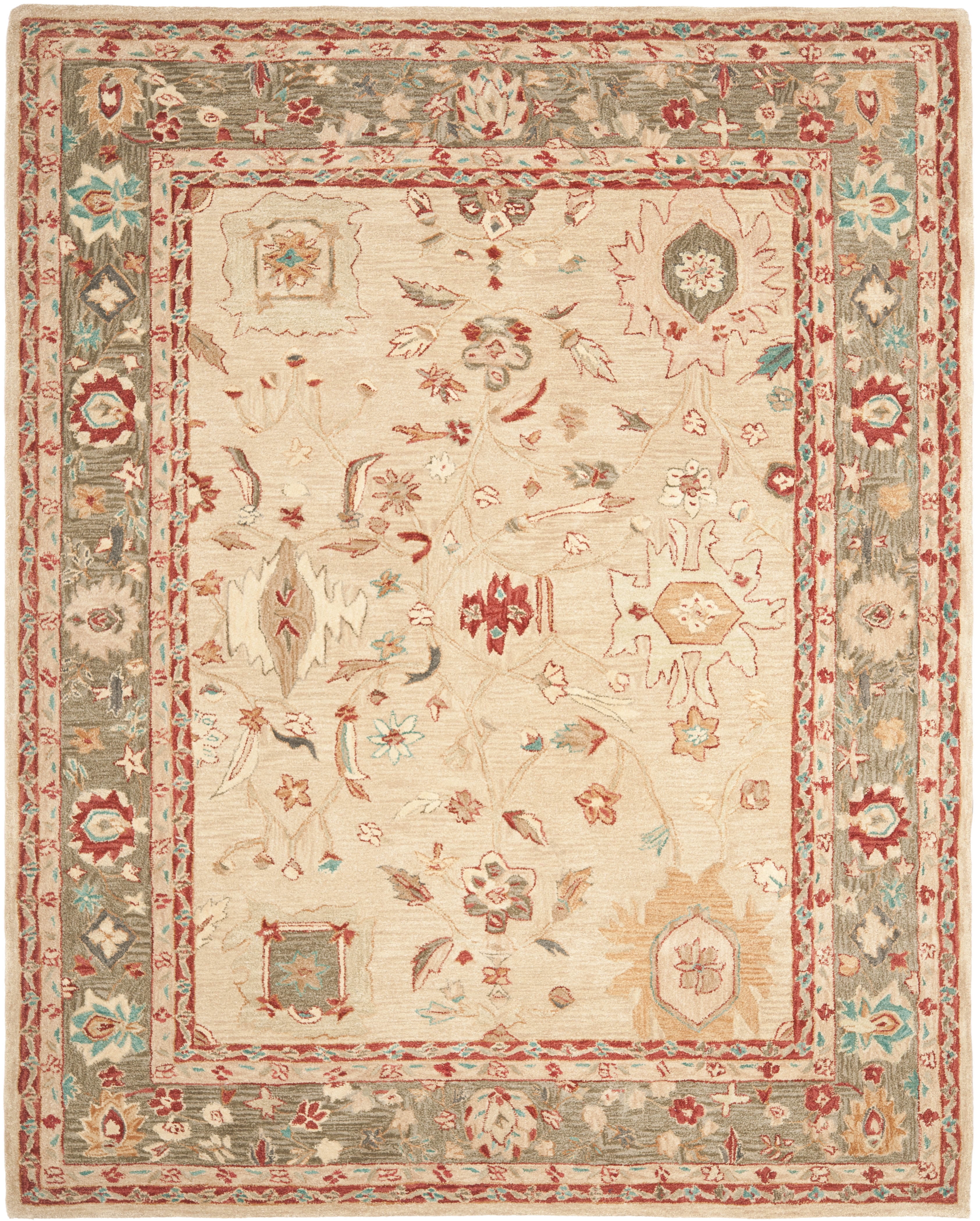 SAFAVIEH Anatolia Veronica Floral Area Rug, Beige/Green, 8' x 10 ...