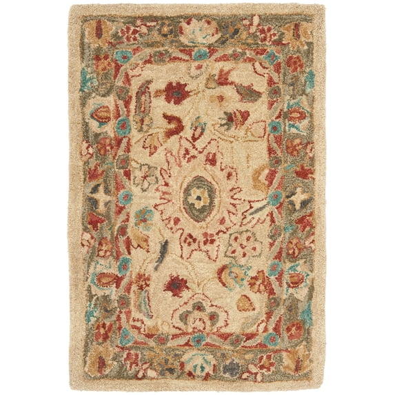 SAFAVIEH Anatolia Veronica Traditional Wool Area Rug, Beige/Green, 2' x 3'