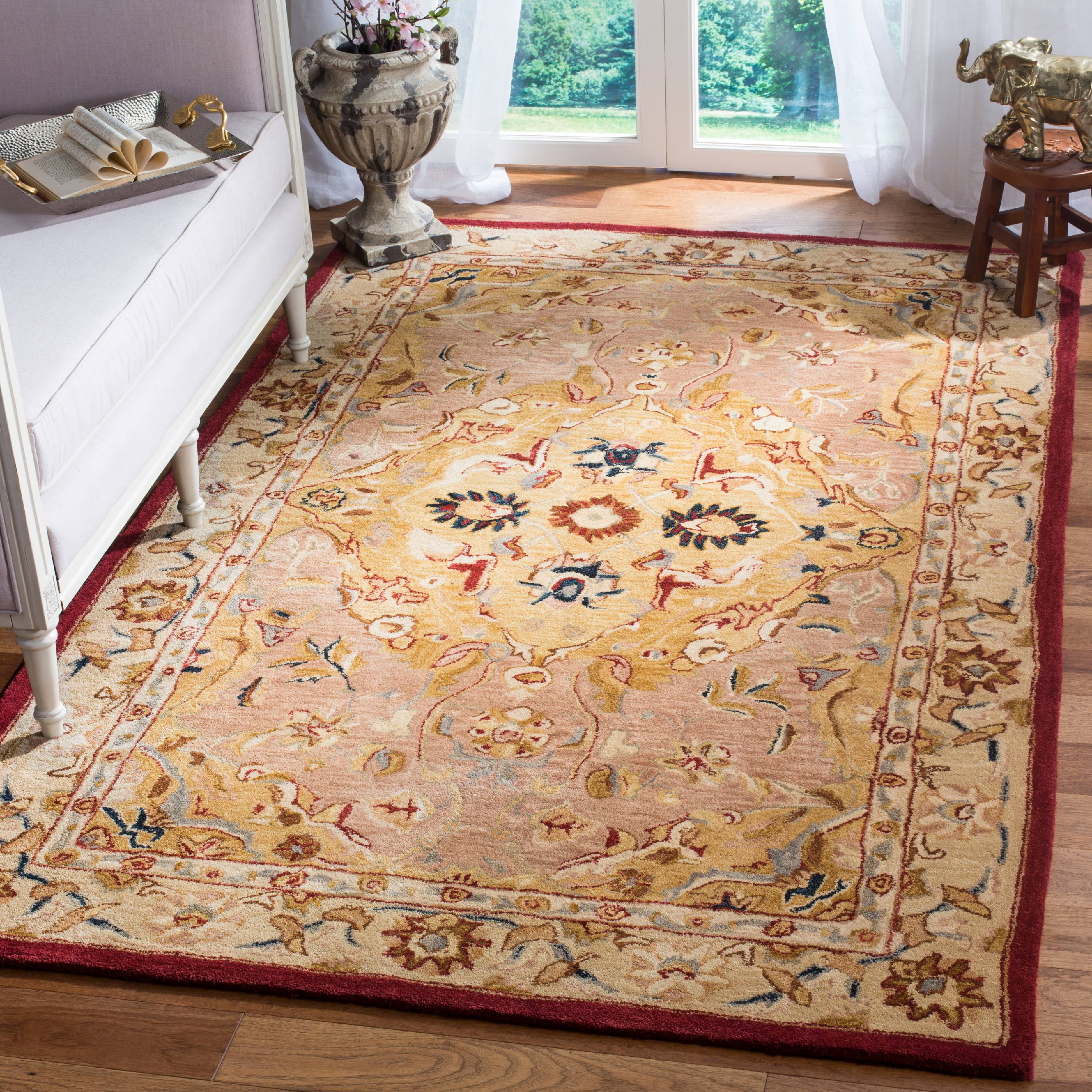 Handmade Gold and Ivory Wool Tufted Area Rug 4' x 6'