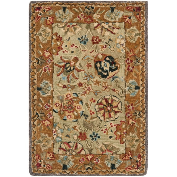SAFAVIEH Anatolia Zelma Traditional Wool Area Rug, Green/Gold, 2' x 3'