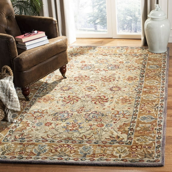 SAFAVIEH Anatolia Zelma Traditional Wool Area Rug, Green/Gold, 9' x 12'