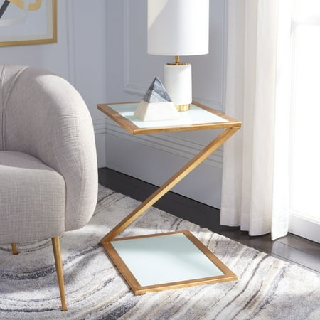 SAFAVIEH Andrea 21.5 in. H Glass Top Accent Table, Gold/White