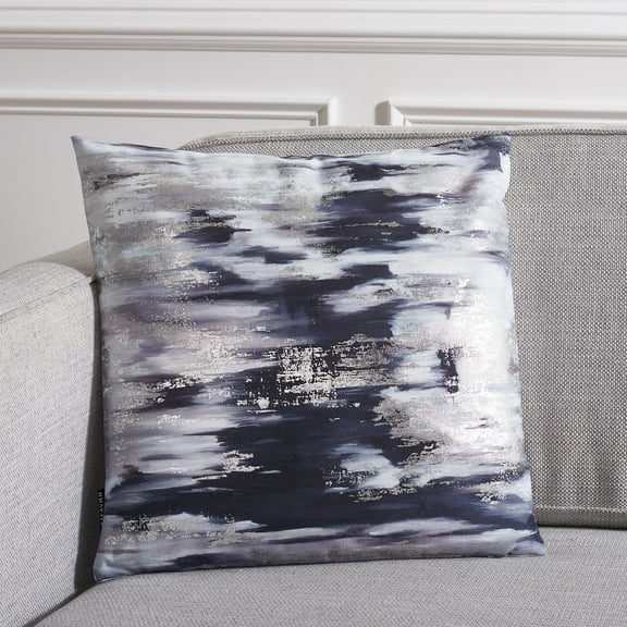 SAFAVIEH Andrine Abstract Pillow, 18" x 18", Silver/Navy