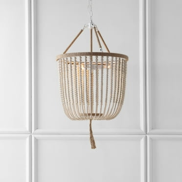 SAFAVIEH Angie 3 Light 18 In. Dia. Beaded Pendant, Cream