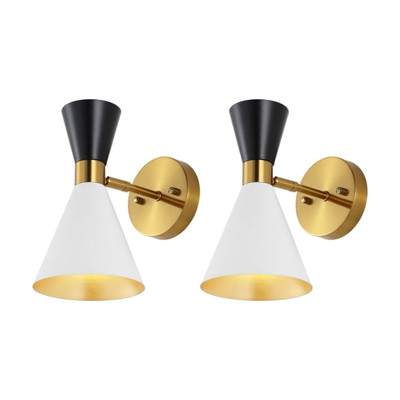 SAFAVIEH Anoya LED Multi Metal Wall Sconce with White Shade, Set of 2
