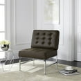 thumbnail image 1 of SAFAVIEH Ansel Modern Tufted Leather Chrome Accent Chair, Antique Taupe, 1 of 5