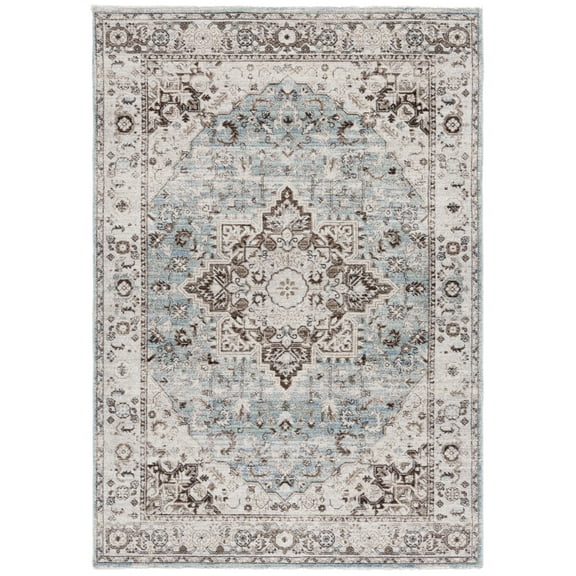 SAFAVIEH Antique Patina Comgan Moroccan Polyester Area Rug, Grey/Blue, 5'3" x 7'7"
