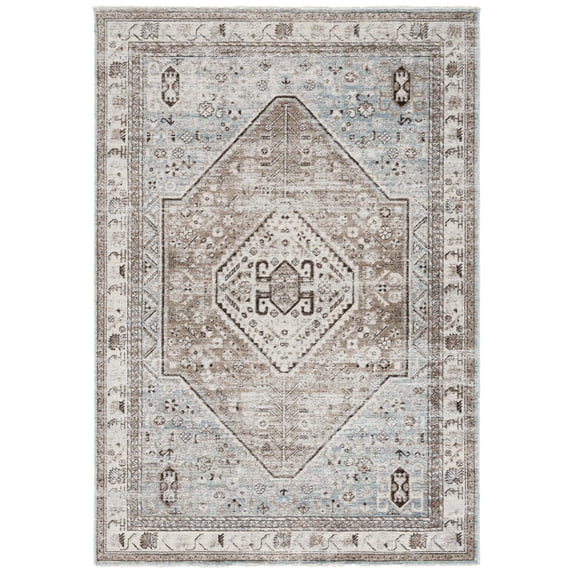 SAFAVIEH Antique Patina Dorris Medallion Polyester Area Rug, Blue/Beige, 5'3" x 7'7"