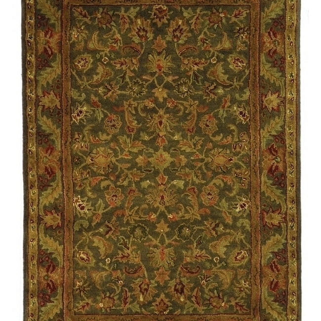 Heirloom Blue 47" Hand-Tufted Wool Traditional Area Rug