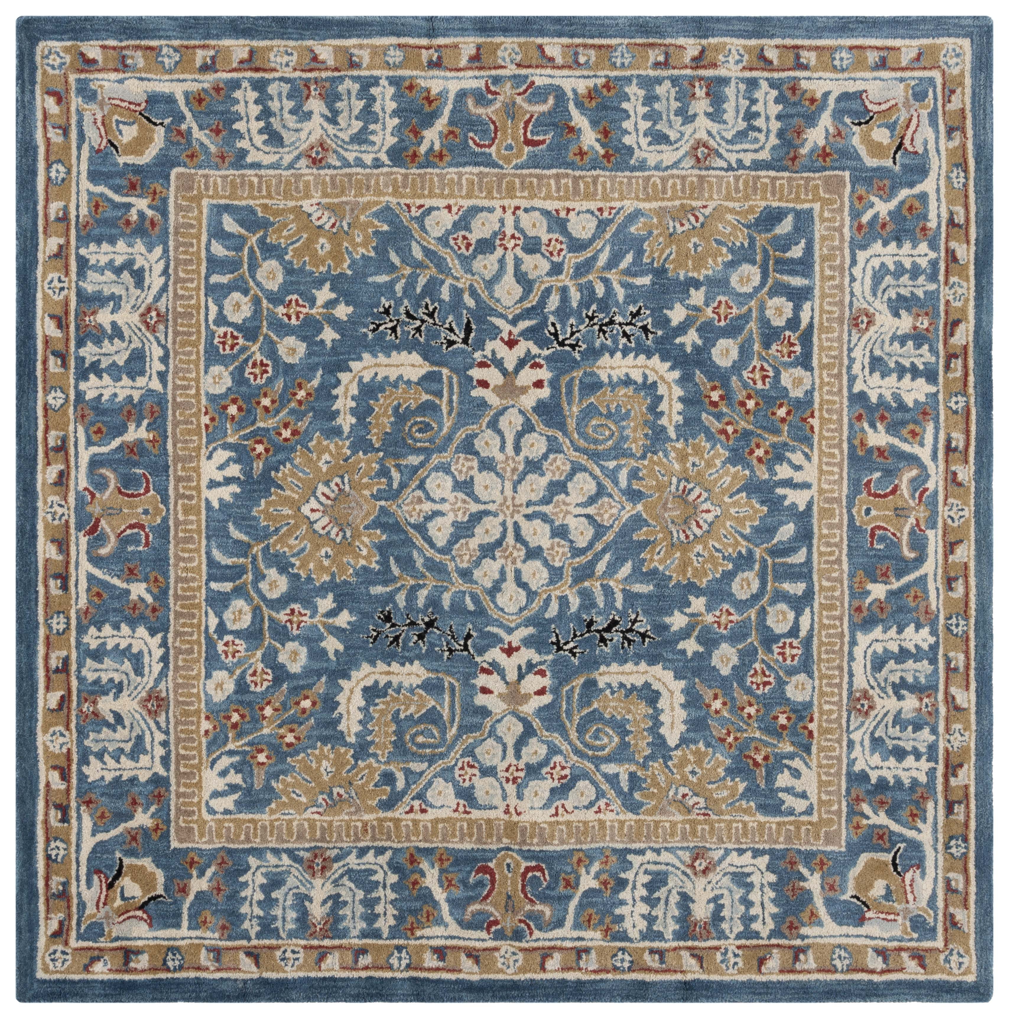 Antiquity Hand-Tufted Dark Blue Wool Square Rug