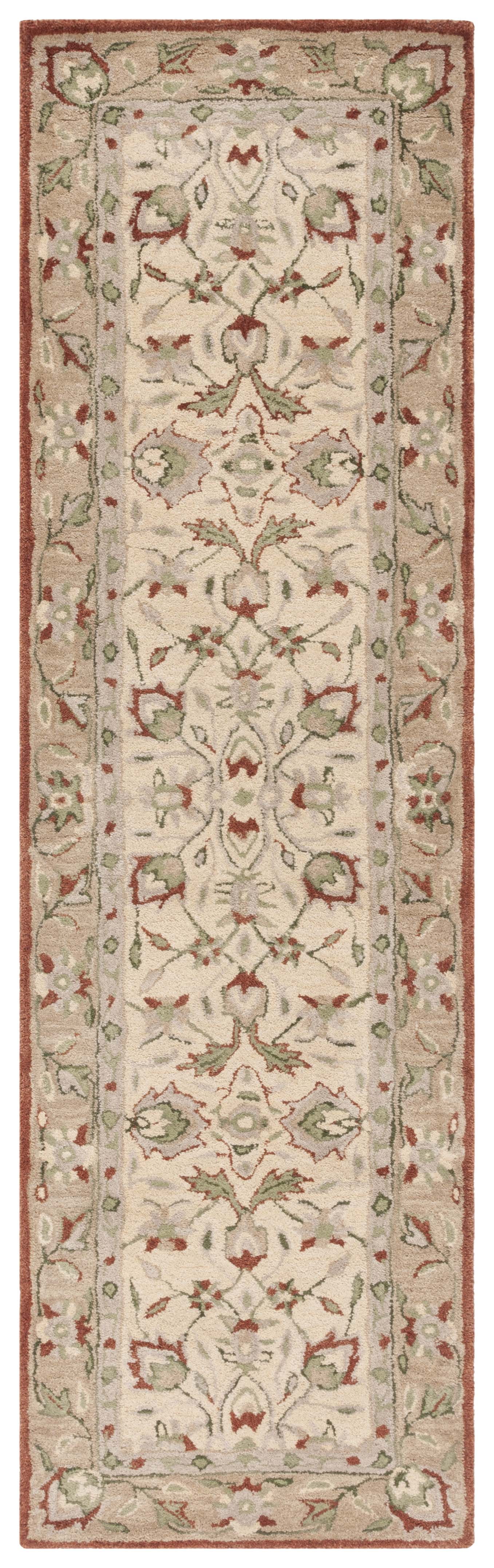 Rust and Ivory Hand-Tufted Wool Runner Rug