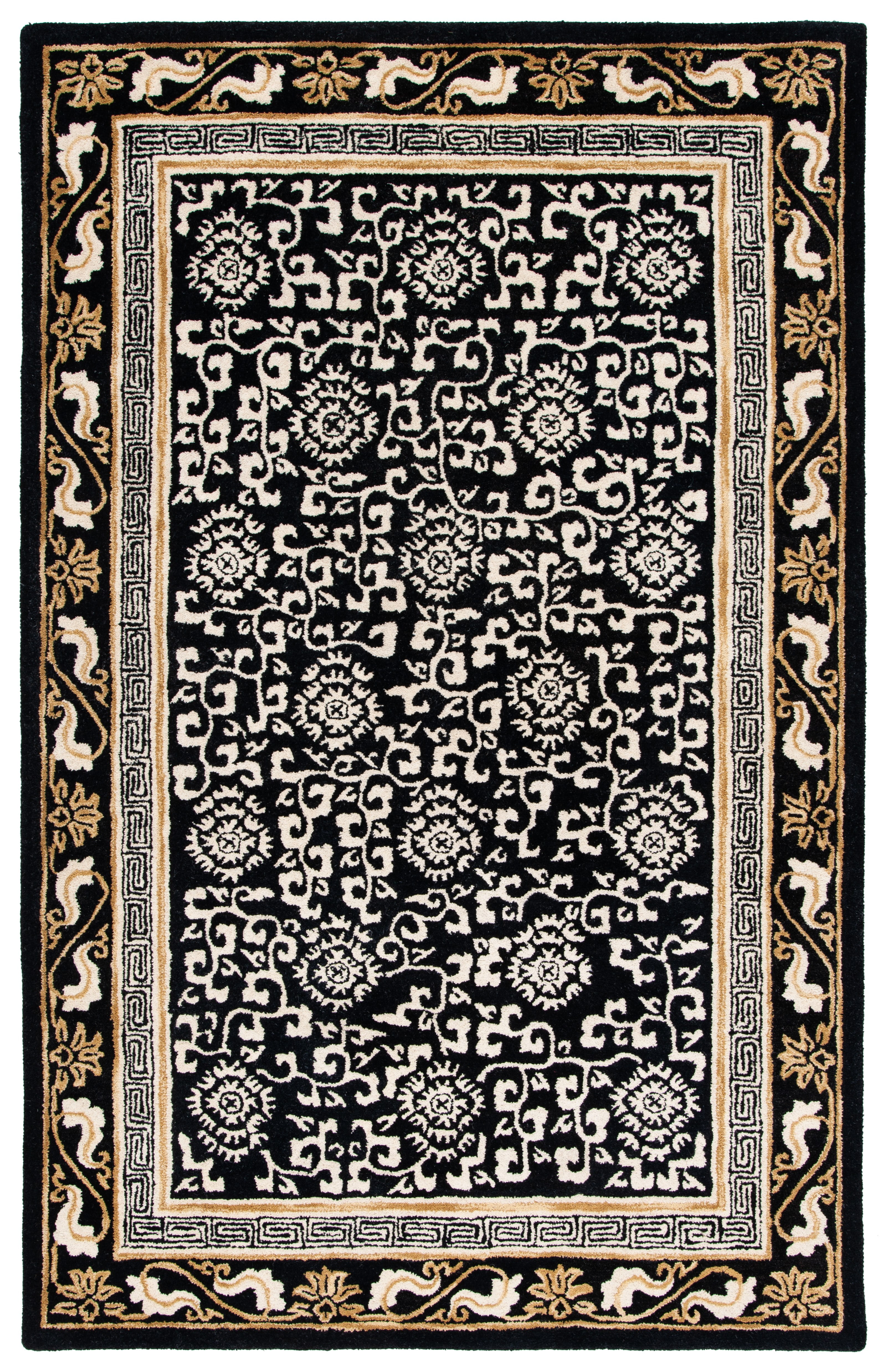 Antiquity Black and Ivory Wool 4' x 6' Hand-Tufted Area Rug