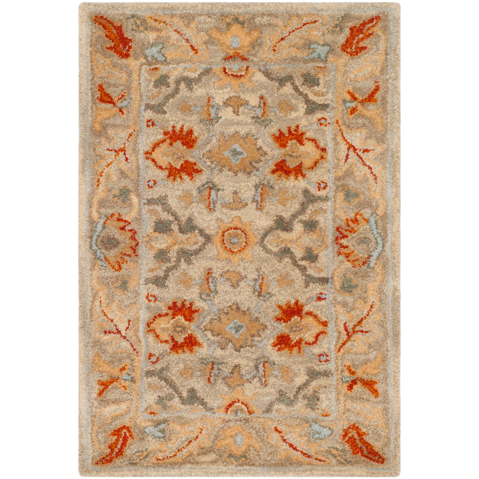 Antiquity Beige and Gray Wool Tufted Area Rug