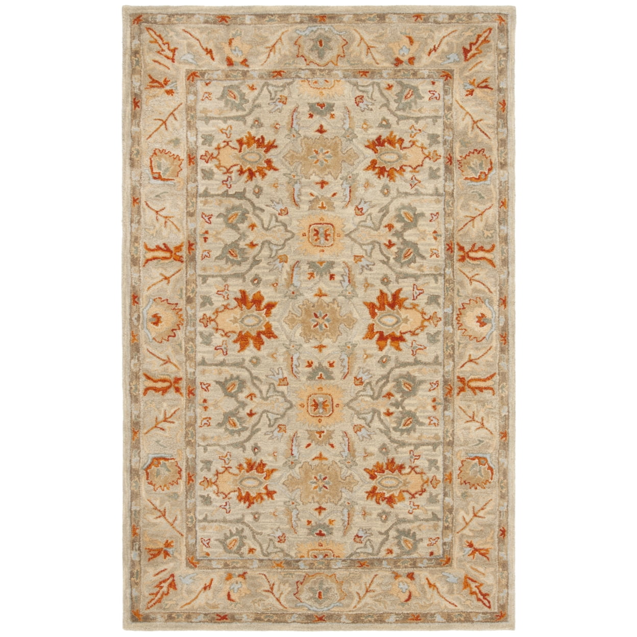 Elegant Antiquity Beige Wool 4' x 6' Hand-Tufted Area Rug
