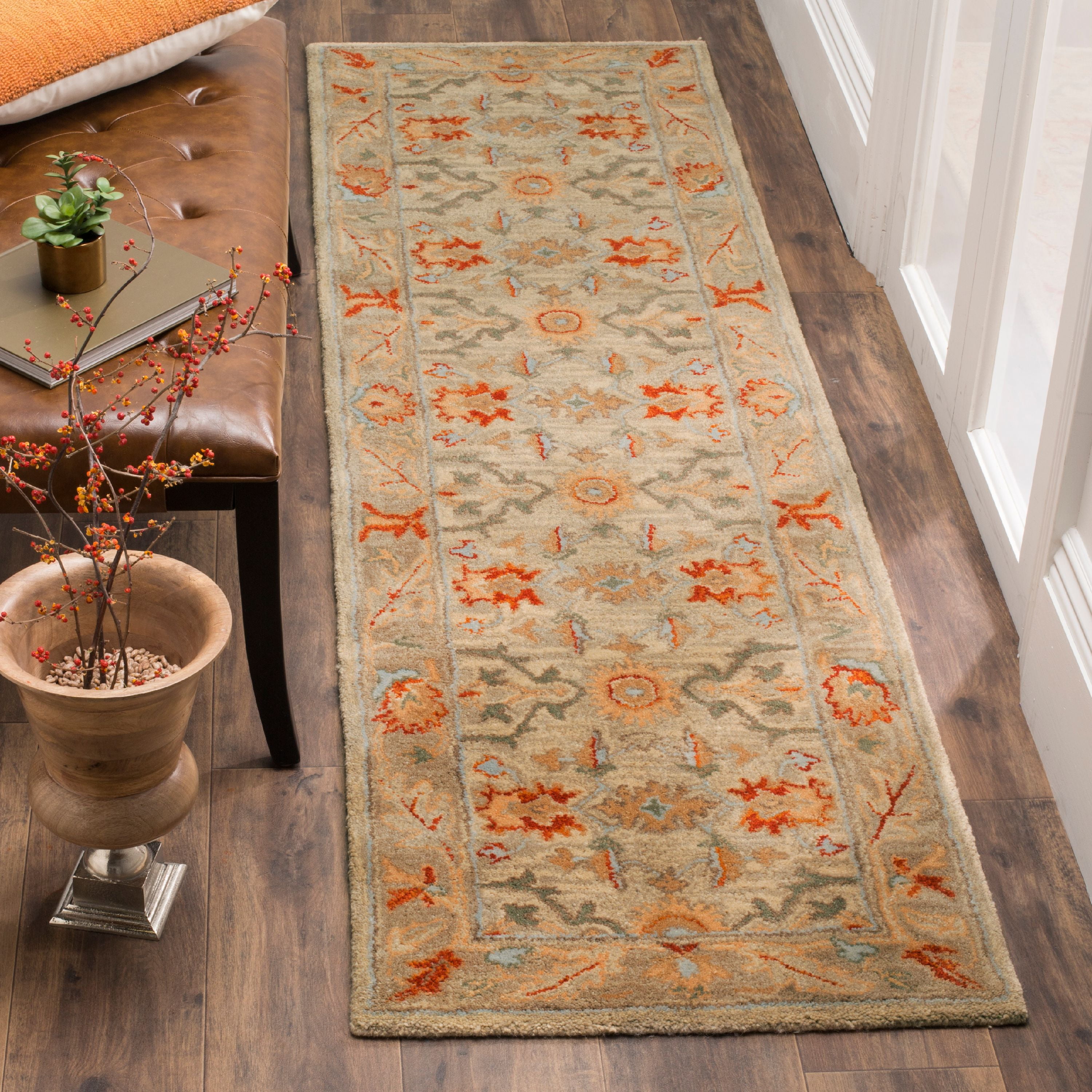 Antiquity Beige and Gray Hand Tufted Wool Runner Rug