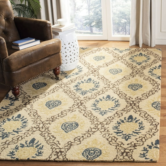 SAFAVIEH Antiquity Alphonse Geometric Diamonds Wool Area Rug, Light Gold/Multi, 8'3" x 11'