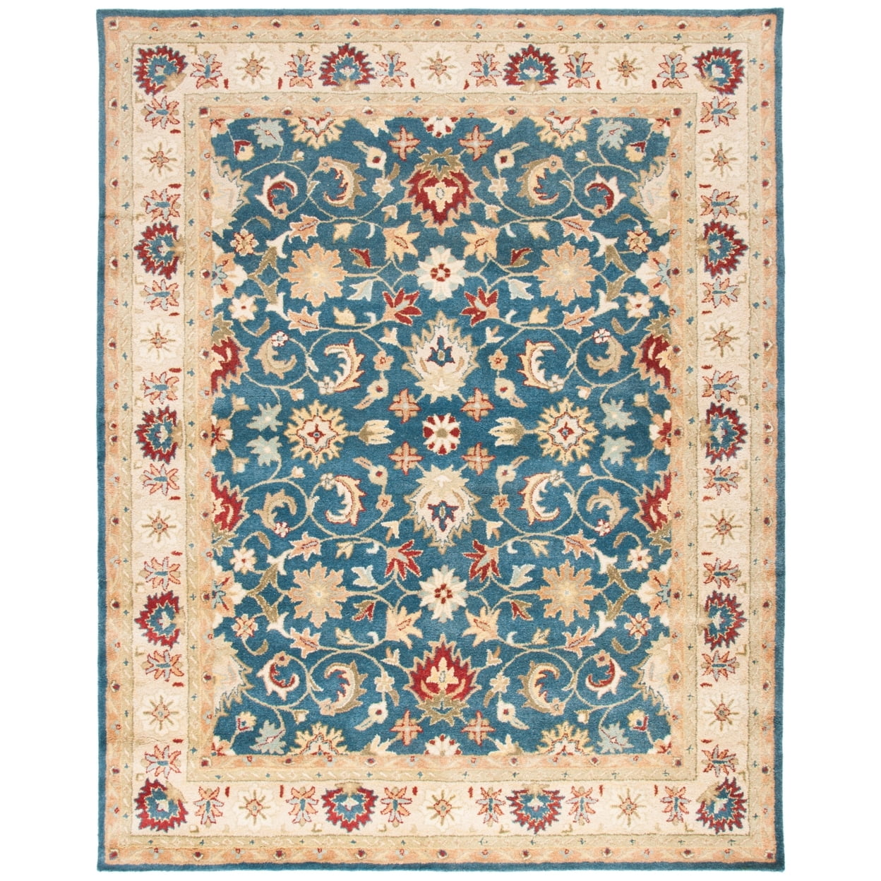 Antiquity Blue and Beige Wool Tufted Area Rug