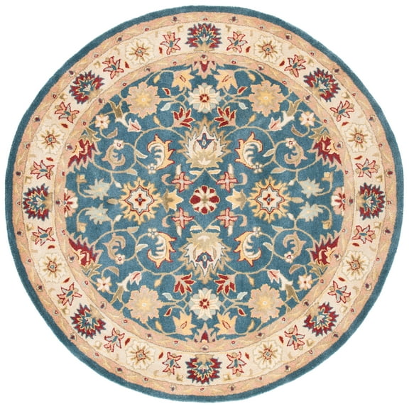 SAFAVIEH Antiquity Anderson Oriental Wool Area Rug, Blue/Beige, 6' x 6' Round