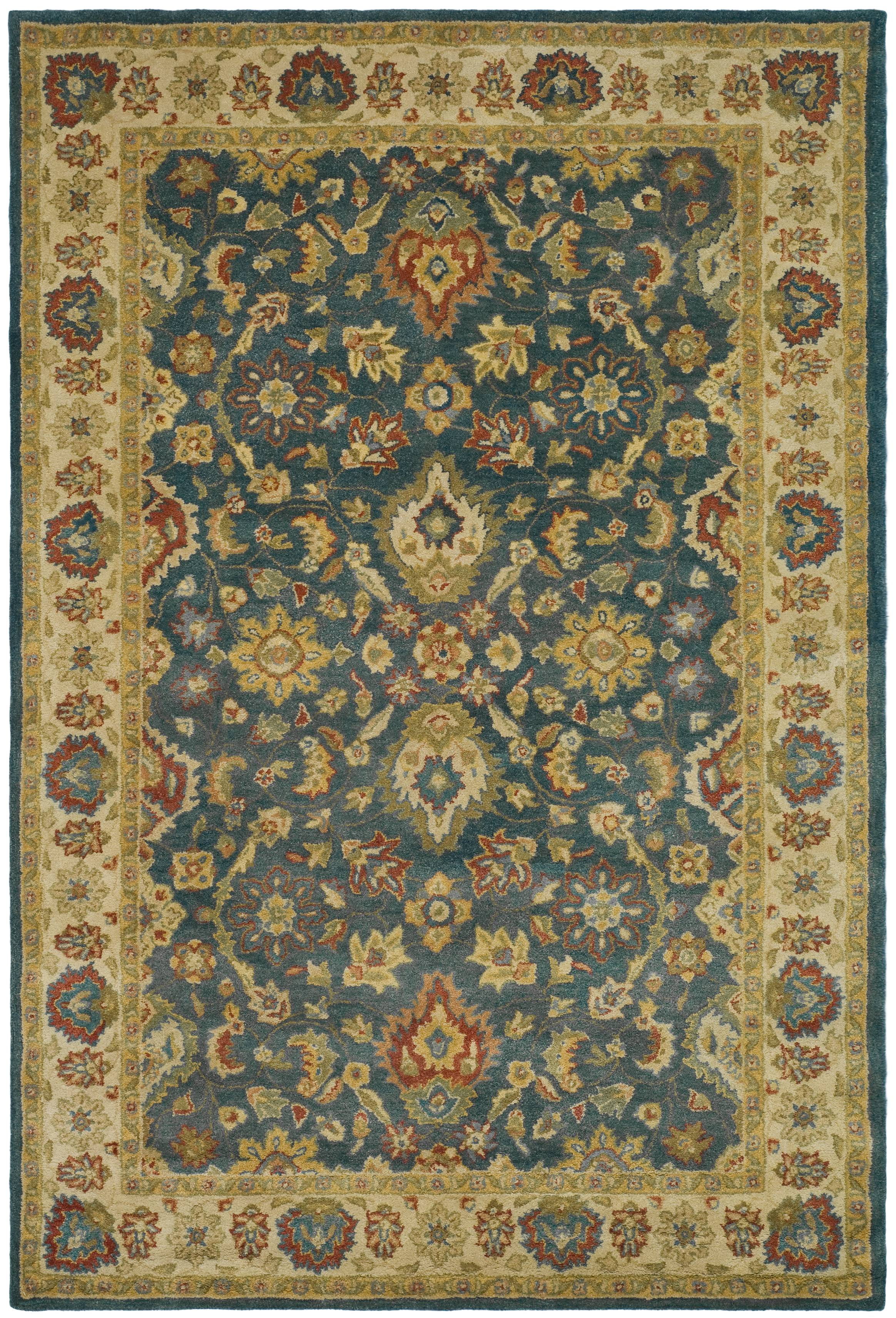Heirloom Blue and Beige Hand-Spun Wool 5' x 8' Area Rug