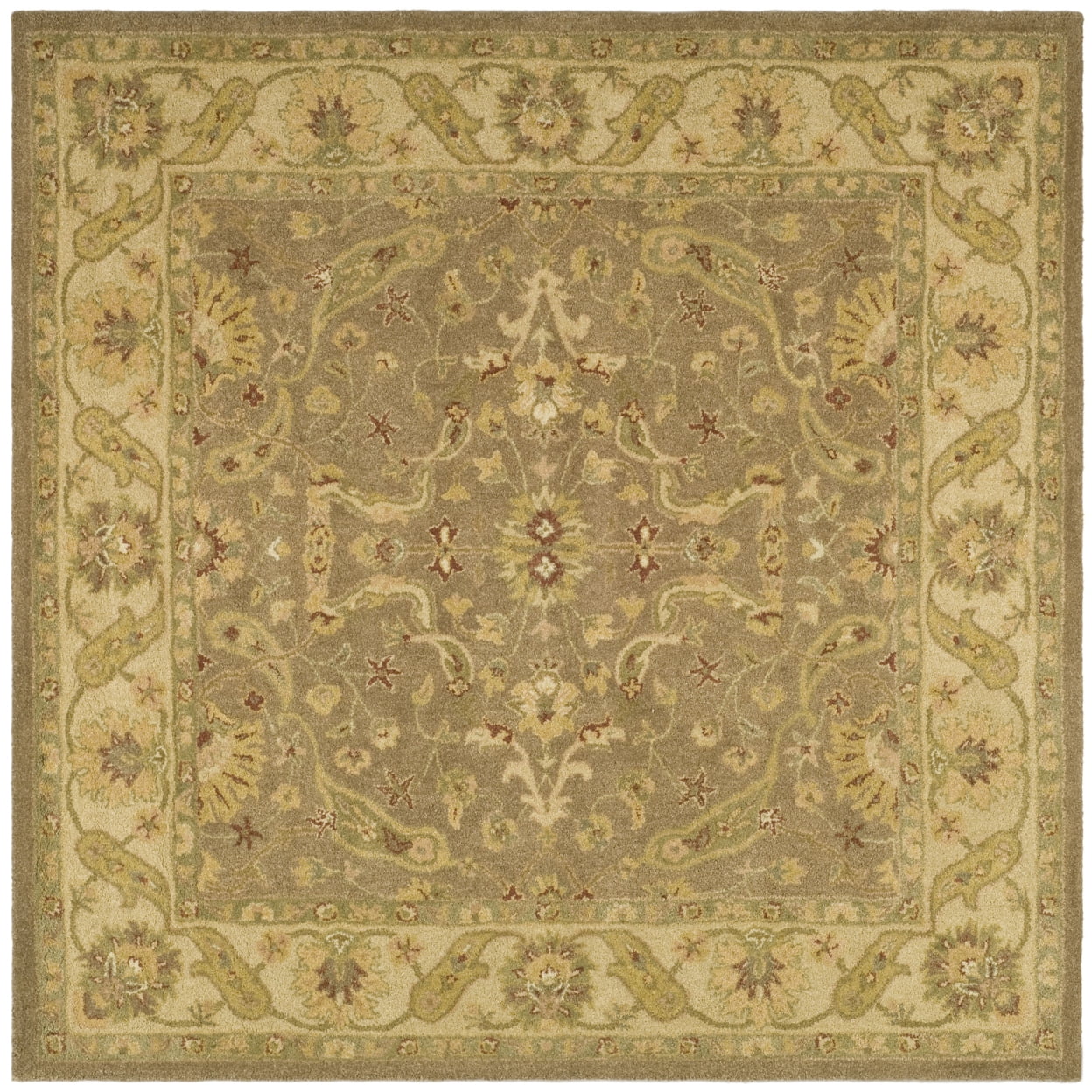 Handmade Tufted Brown and Gold Wool Square Rug, 8' x 8'