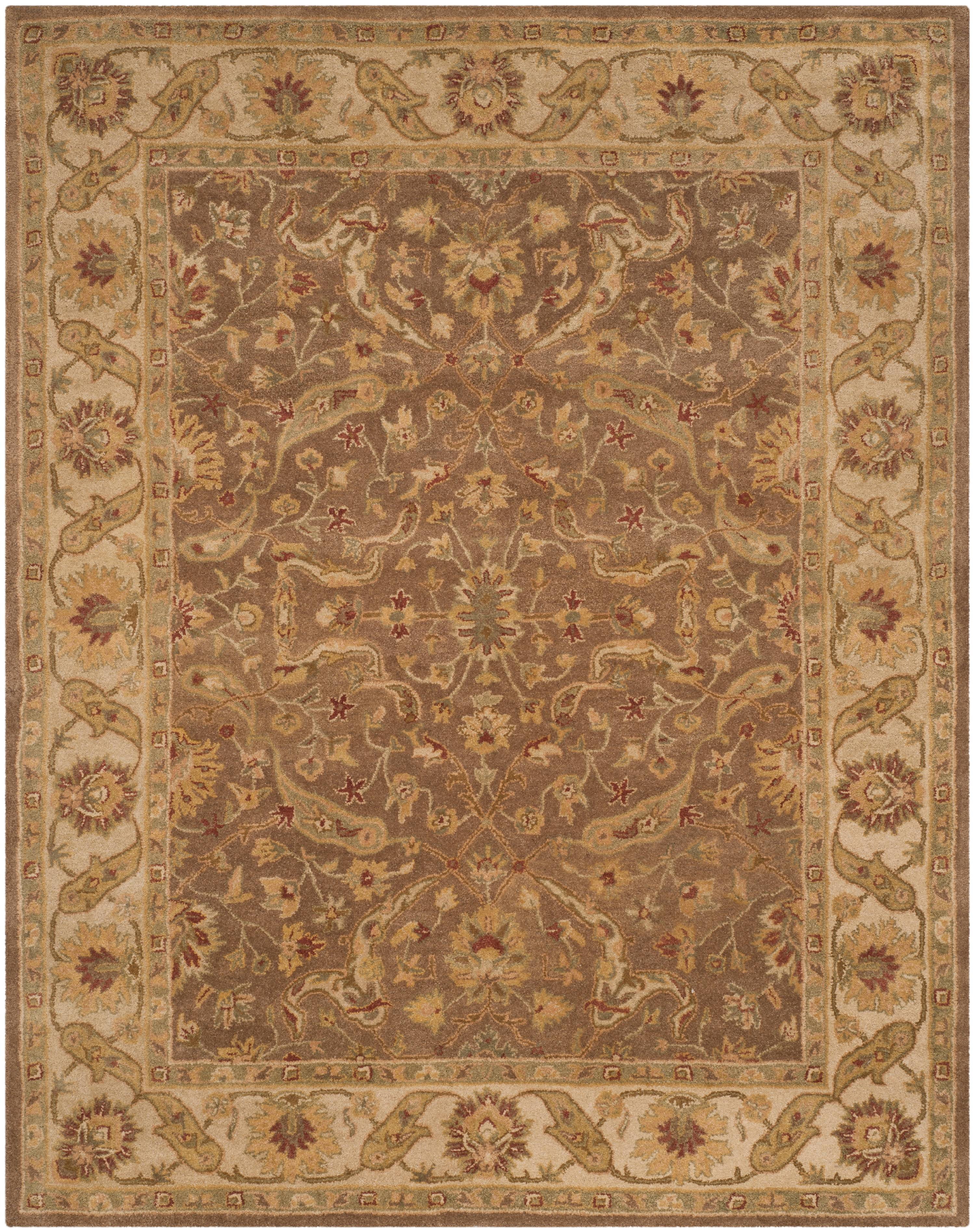 Handmade Brown and Gold Wool Floral Area Rug, 12' x 15'