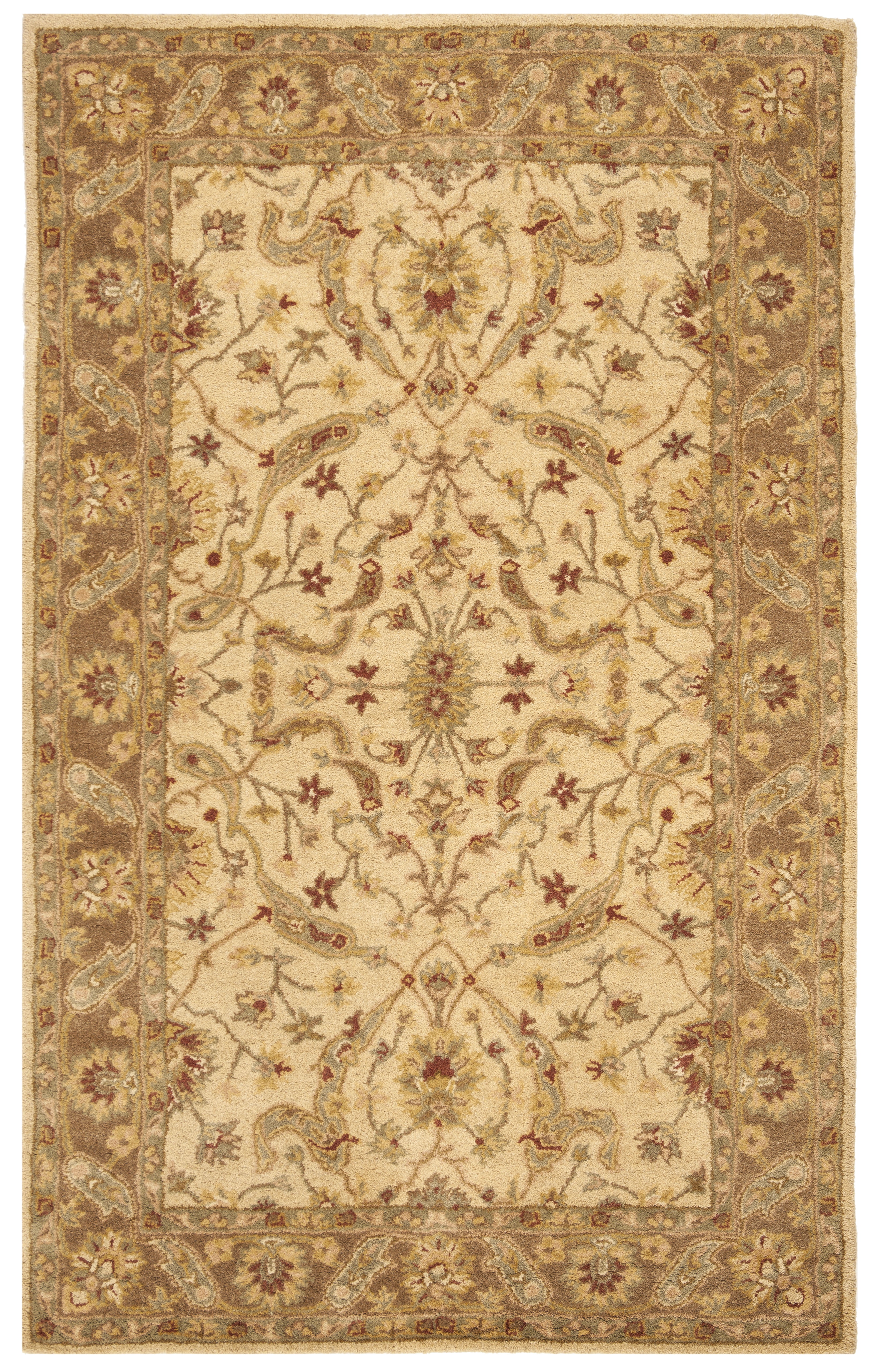 Ivory and Brown Hand-Tufted Wool Area Rug 4' x 6'