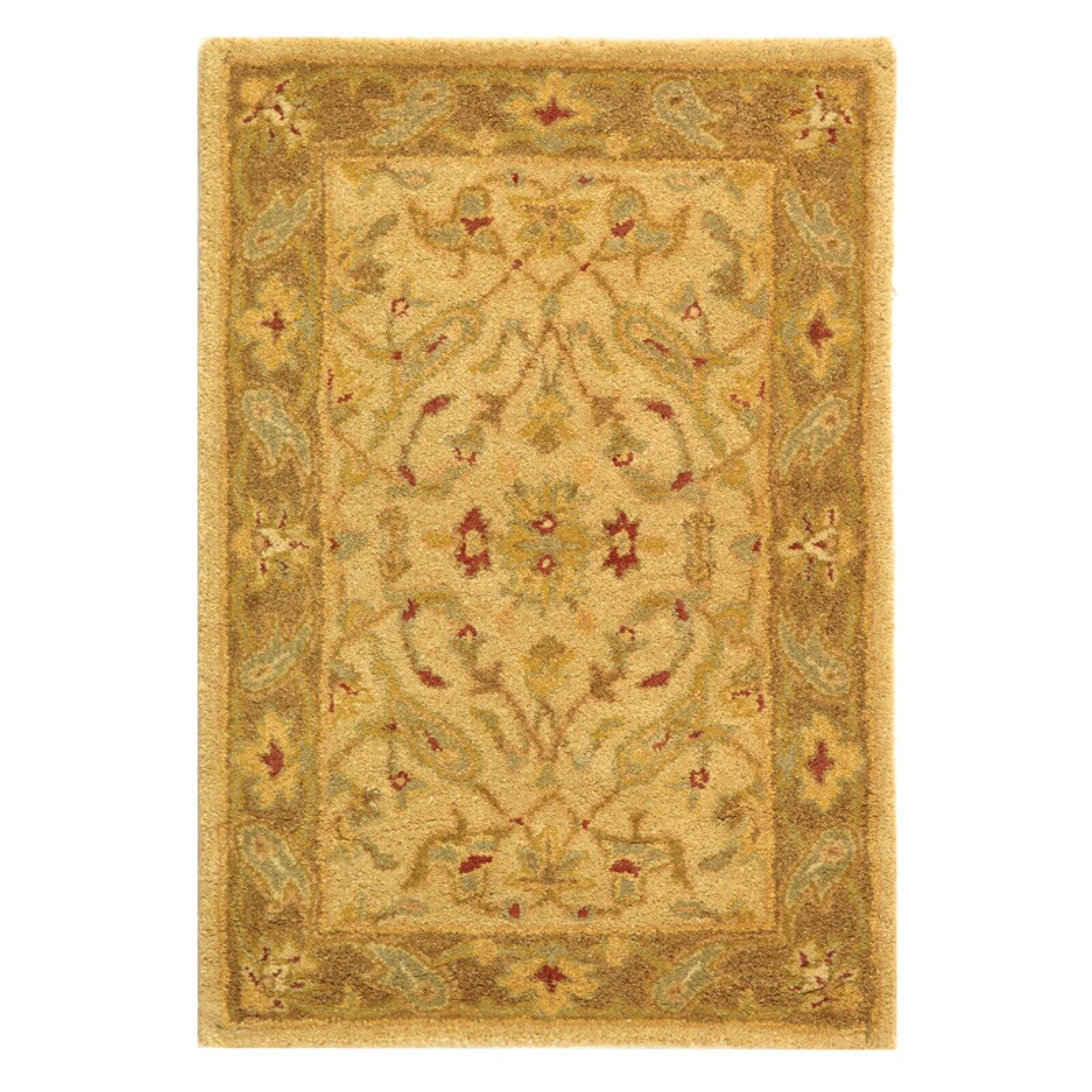 Ivory and Brown 6' Round Handmade Wool Tufted Area Rug
