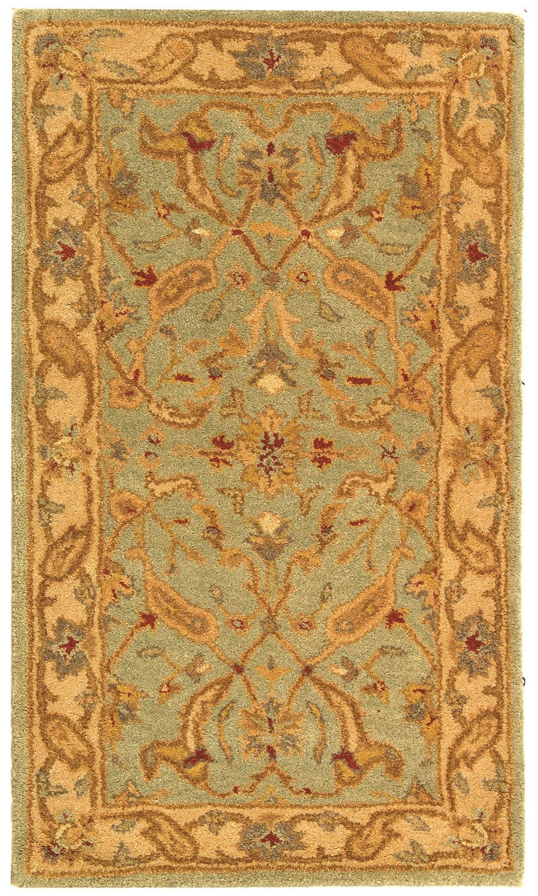 Antiquity Teal and Beige Hand-Tufted Wool Round Rug