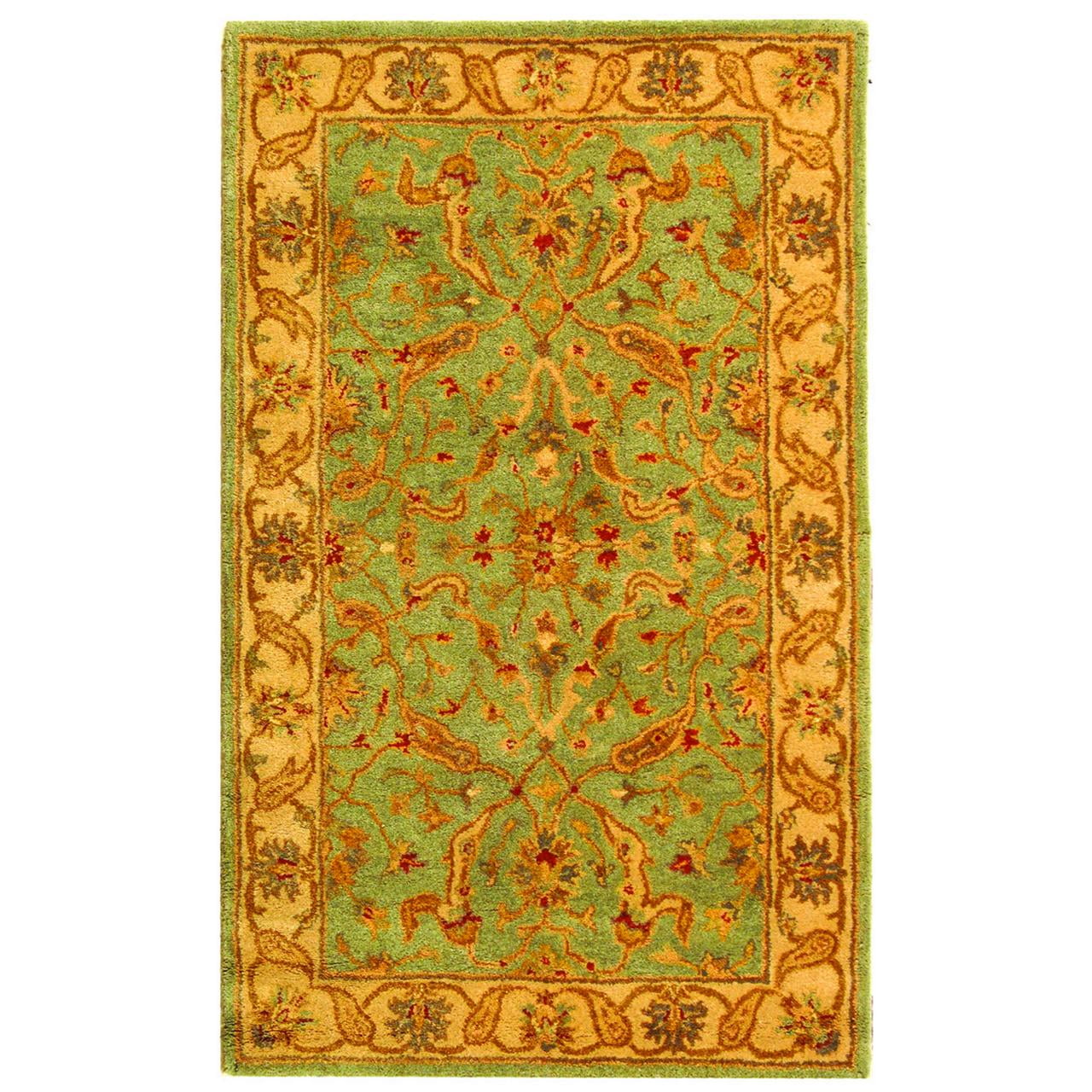 Teal and Beige Hand-Tufted Wool Area Rug, 3' x 5'