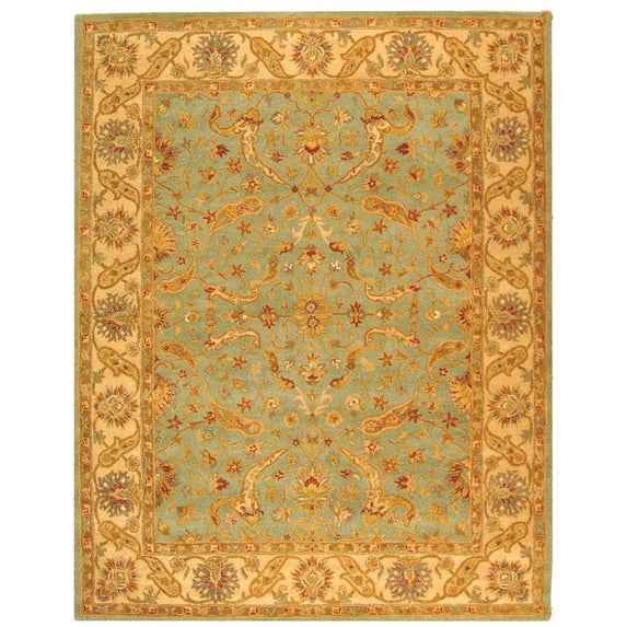 SAFAVIEH Antiquity Beaufort Traditional Floral Wool Area Rug, Teal/Beige, 9'6" x 13'6"