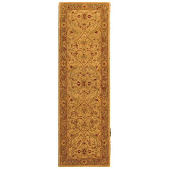 SAFAVIEH Antiquity Beaufort Traditional Floral Wool Runner Rug, Ivory/Brown, 2'3" x 20'