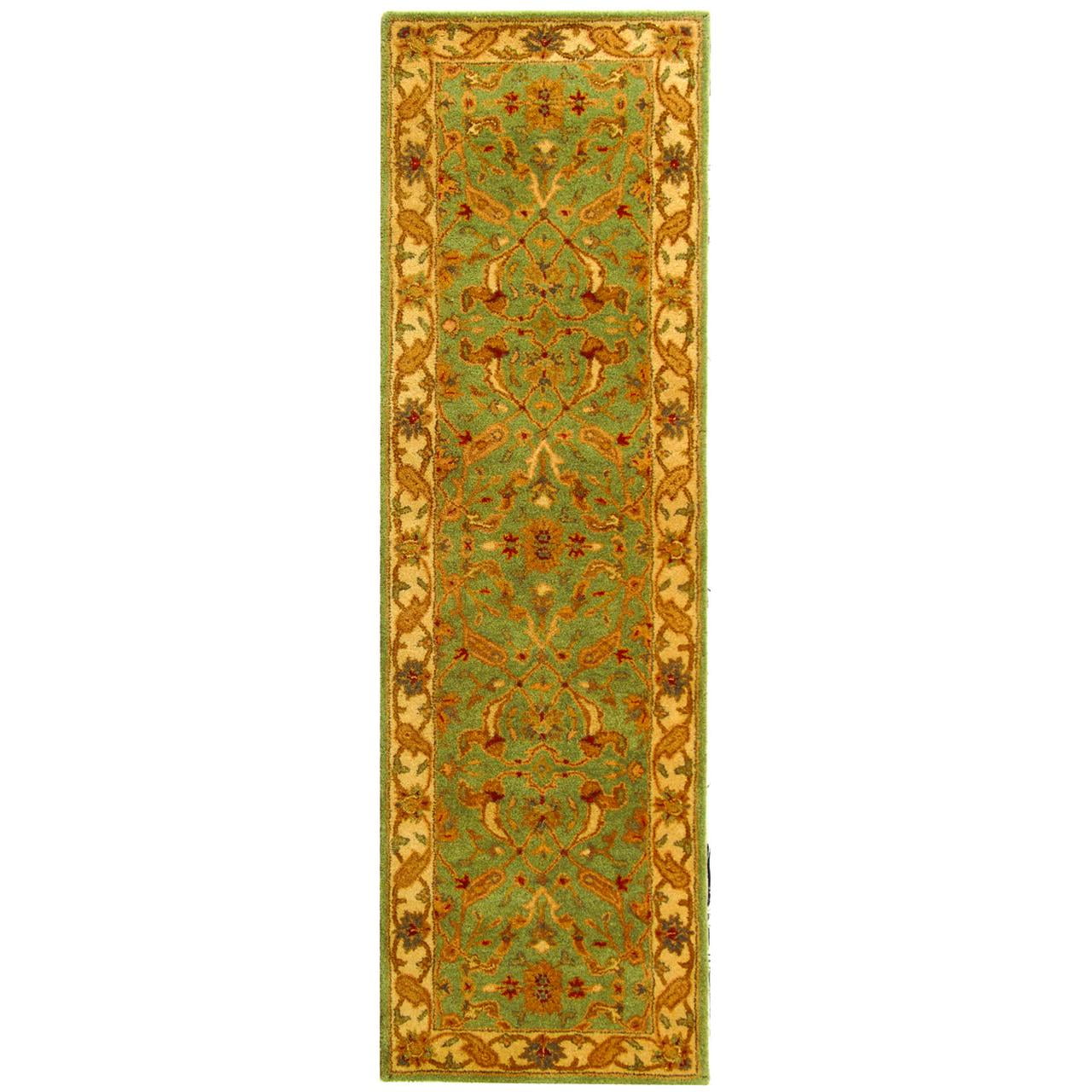 Handmade Teal and Beige Wool Tufted Runner Rug