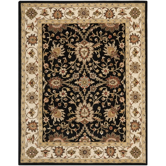 SAFAVIEH Antiquity Beaumont Traditional Wool Area Rug, Black/Ivory, 6' x 6' Round