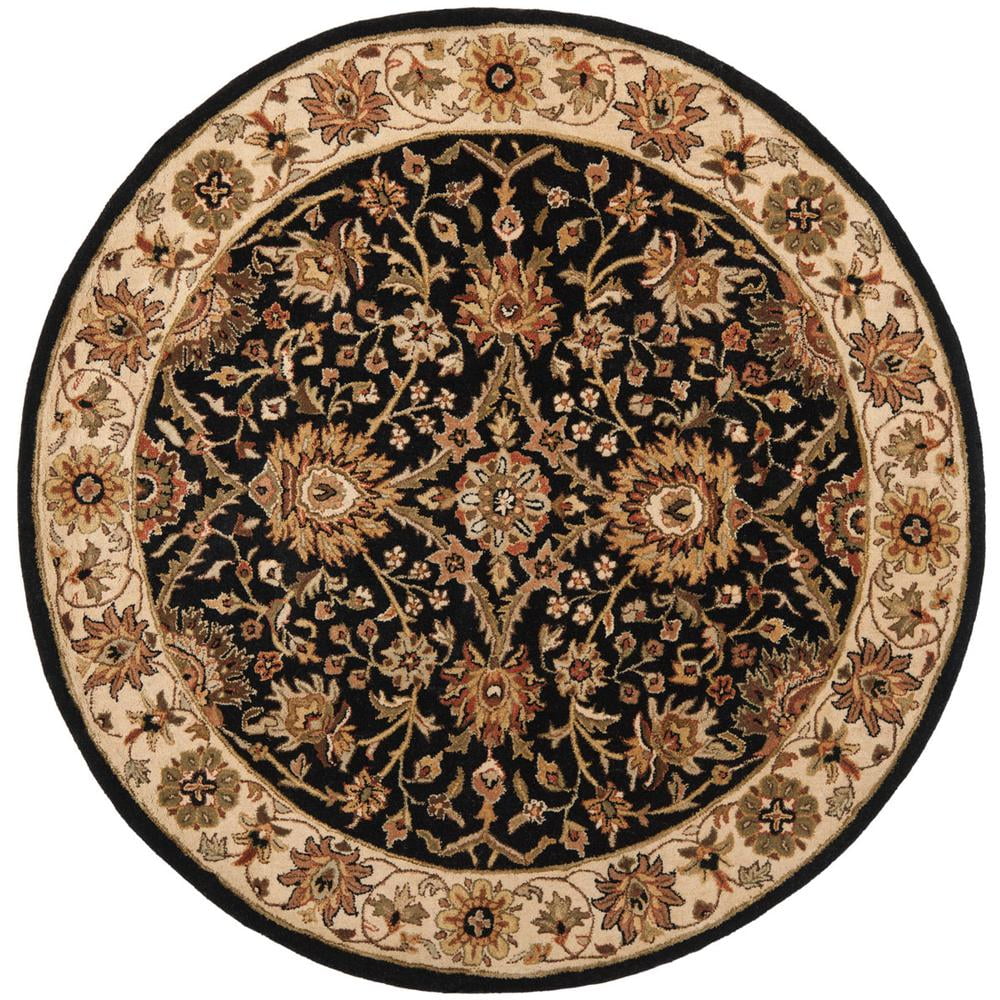SAFAVIEH Antiquity Beaumont Traditional Wool Area Rug, Black/Ivory, 6' x 6' Round