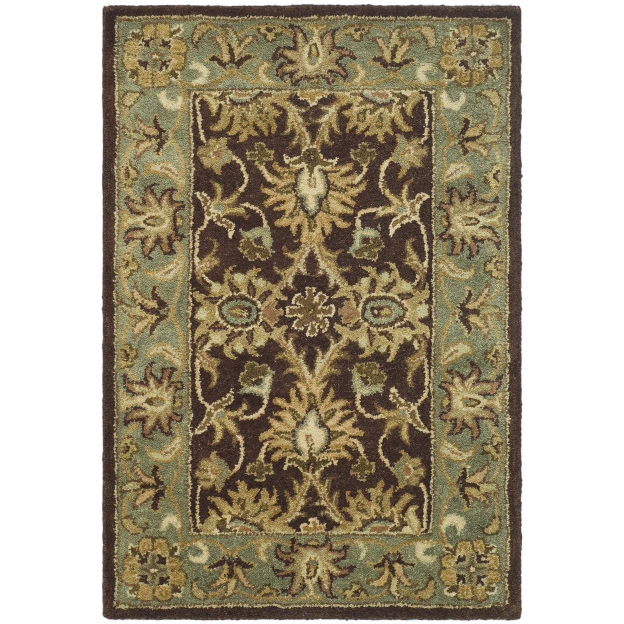 Handmade Chocolate & Blue Tufted Wool 27" Area Rug