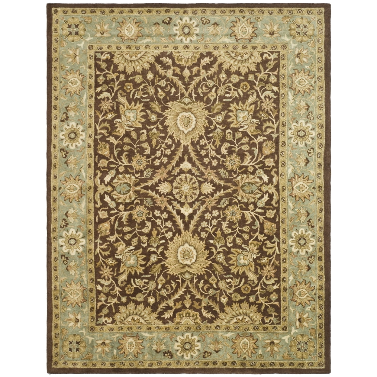 Handmade Chocolate & Blue Tufted Wool 27" Area Rug