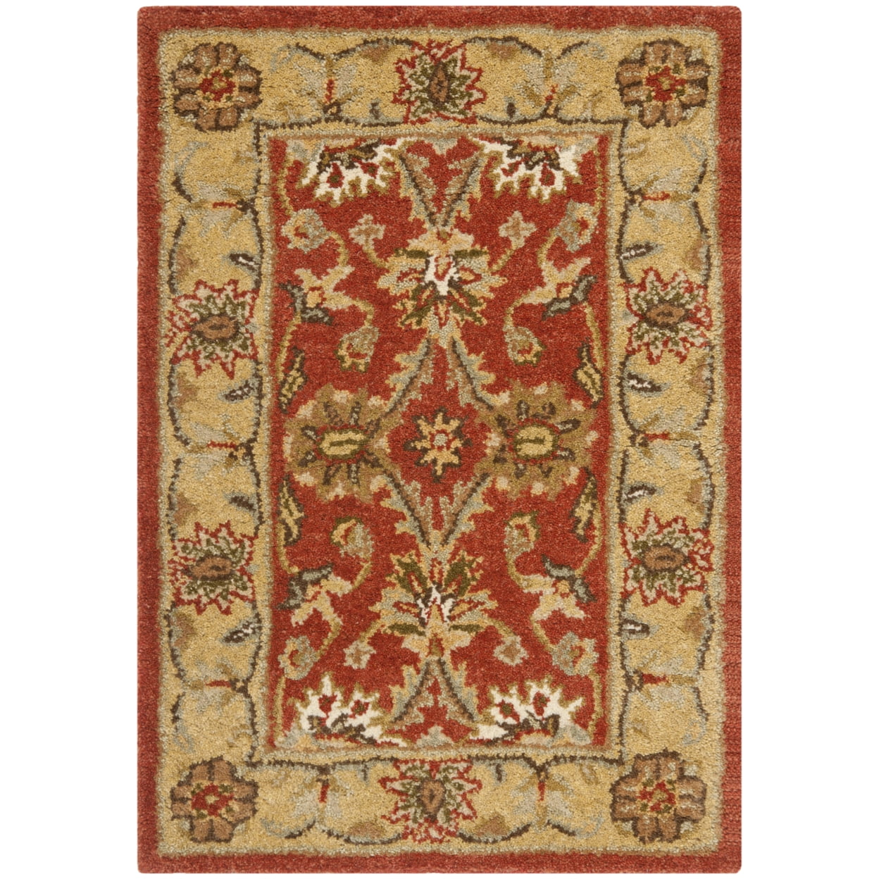 Elegant Heirloom Rust & Gold Hand-Tufted Wool Accent Rug - 2'3" x 4'